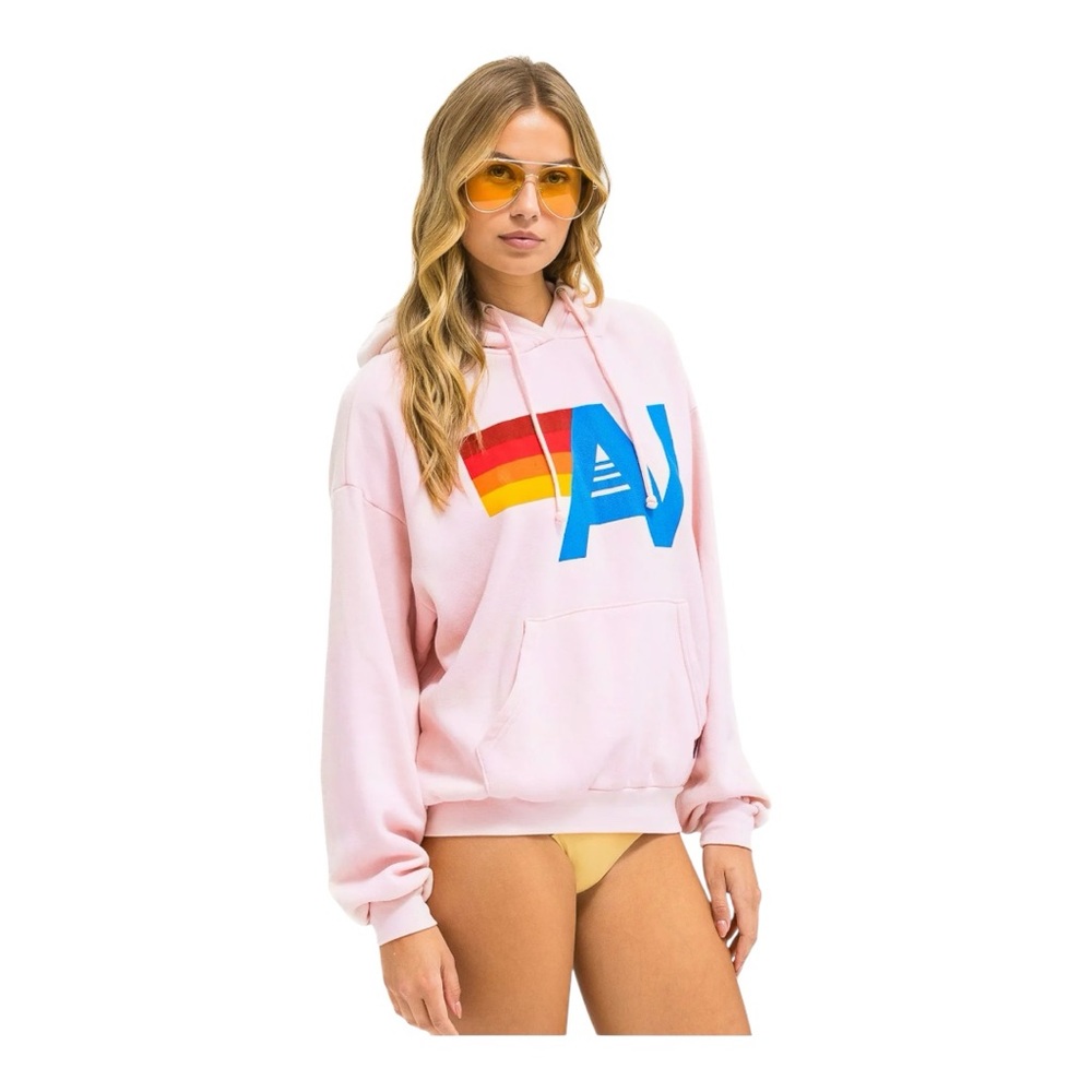 Aviator Nation Logo, Light Pink Pull Over Relaxed fit hoodie, size M